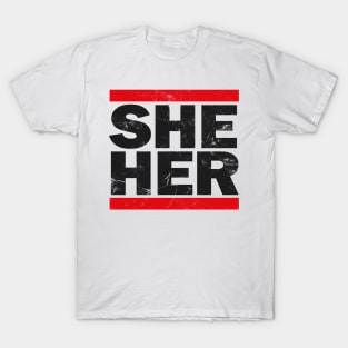 She/Her Pronouns / Retro Style Design T-Shirt